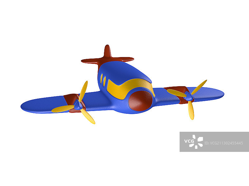 蓝色的玩具飞机三维模型图片素材