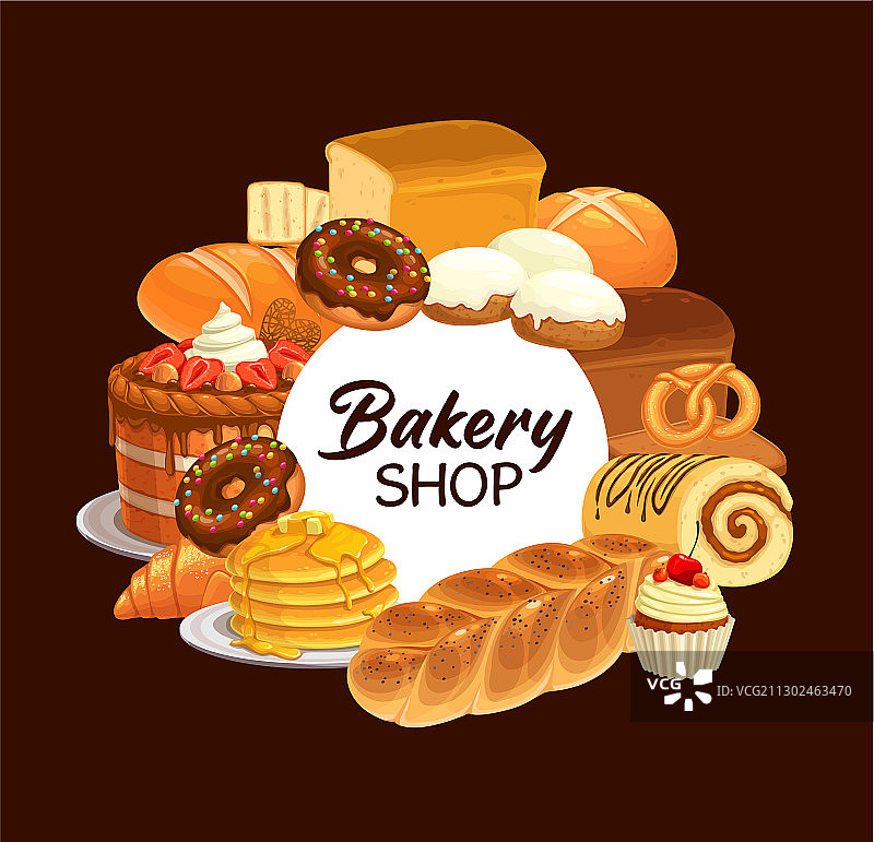 面包店甜点和面包海报图片素材