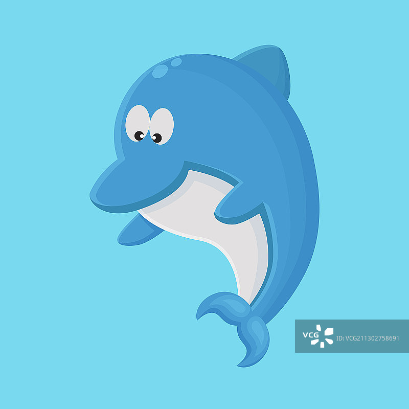 海豚卡通人物可爱的动物吉祥物图标图片素材