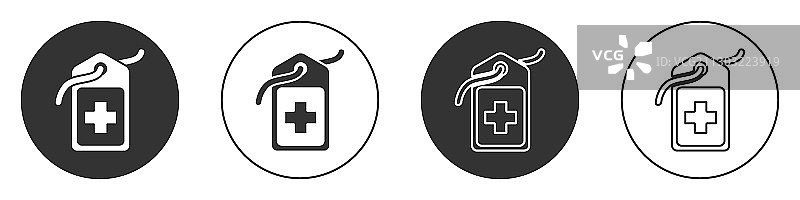 黑十字医院医疗标签图标隔离上图片素材