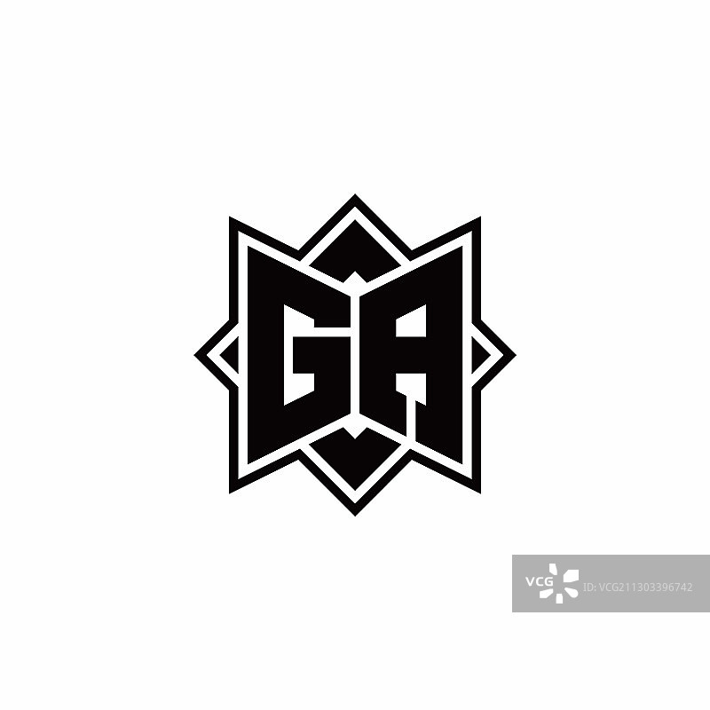 Ga徽标与方形旋转风格轮廓图片素材