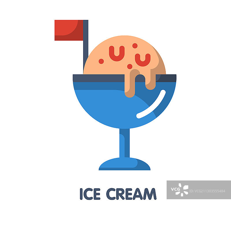 冰淇淋在杯平图标设计图片素材
