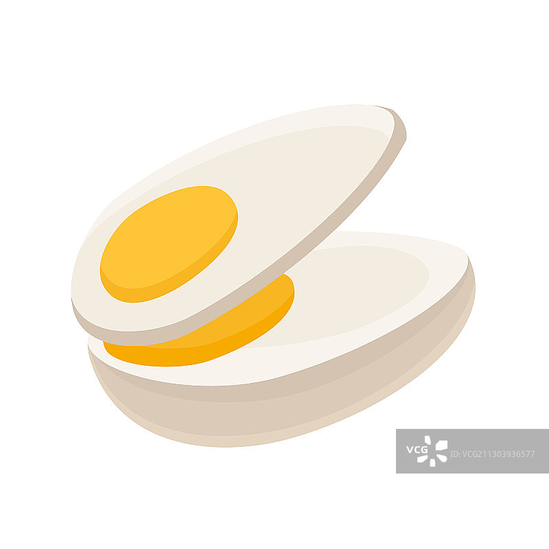 煮鸡蛋和切片卡通鸡蛋孤立上图片素材