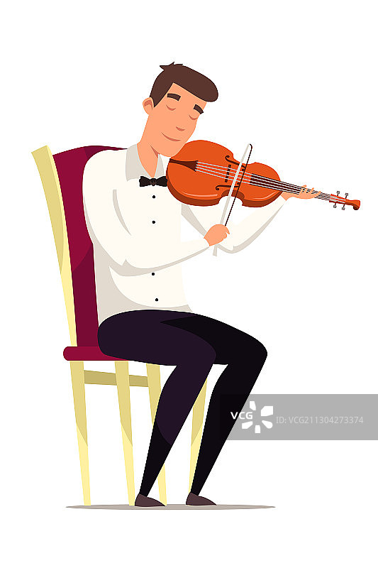 小提琴手坐在椅子上图片素材