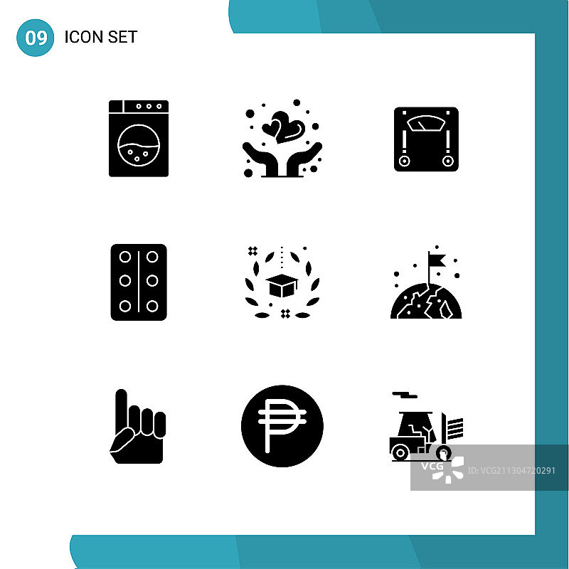 股票图标包9行符号和符号图片素材
