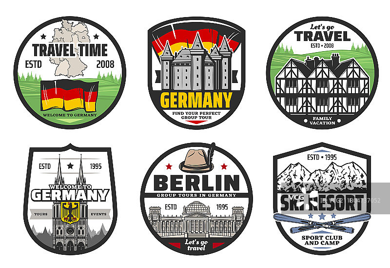 德国旅游和地标图标图片素材