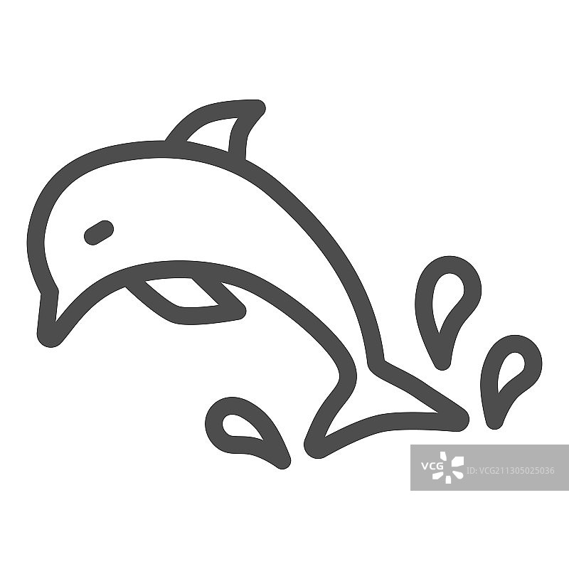 海豚线图标海洋概念海豚跳跃图片素材