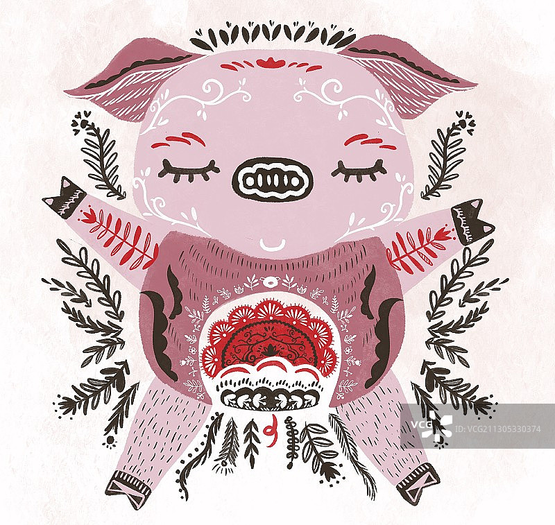 十二生肖猪年装饰插画图片素材