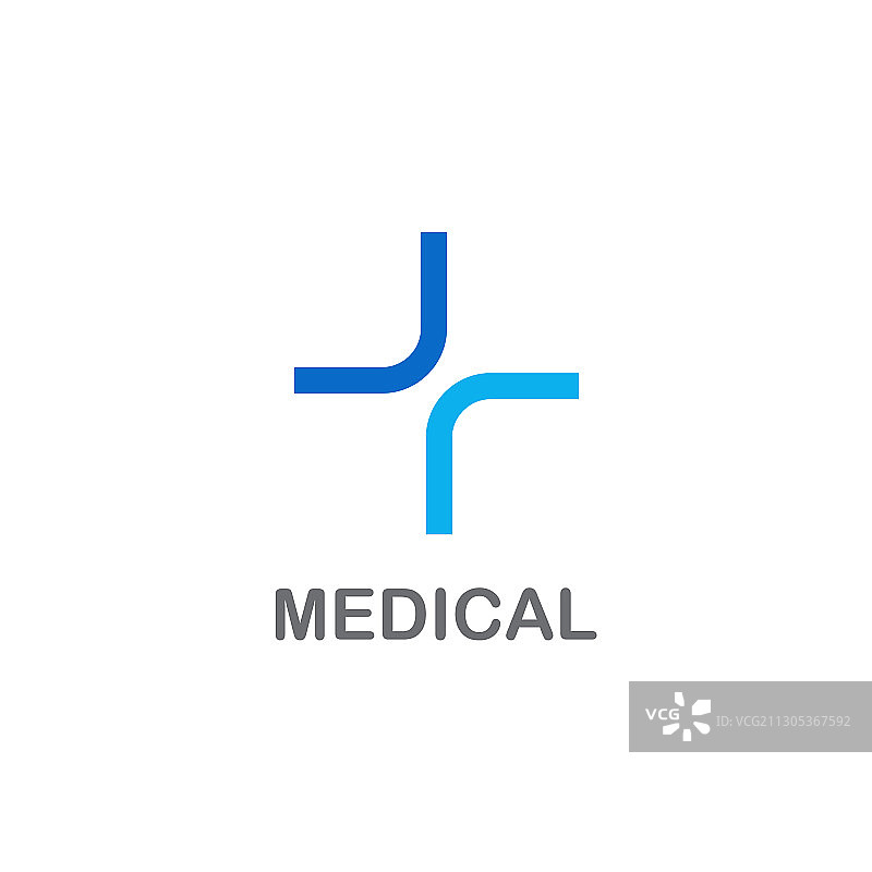 简单的医疗标志设计与十字图标图片素材