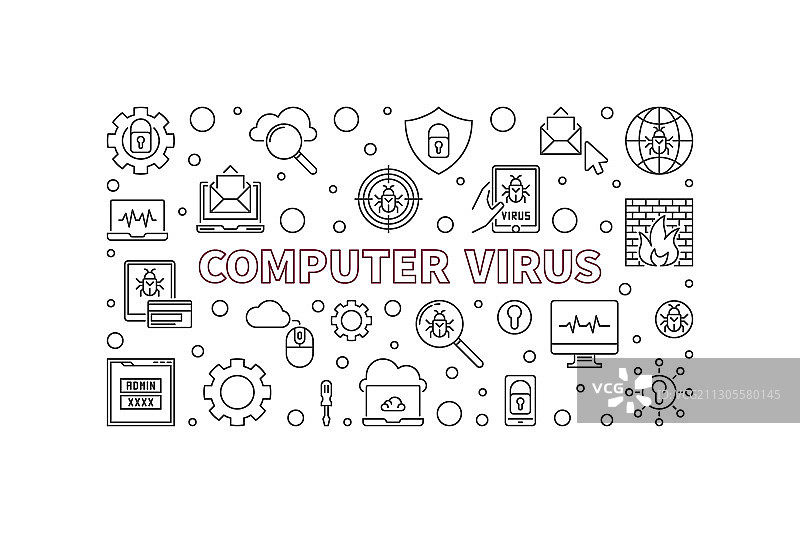 计算机病毒概念水平线图片素材