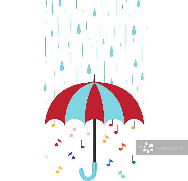音乐背景与伞和雨平图片素材