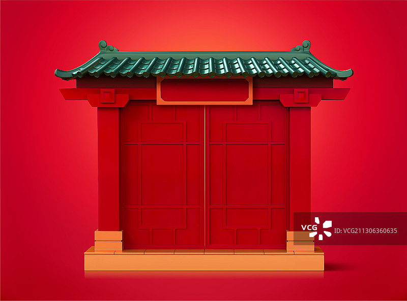 中国传统大门与屋檐图片素材
