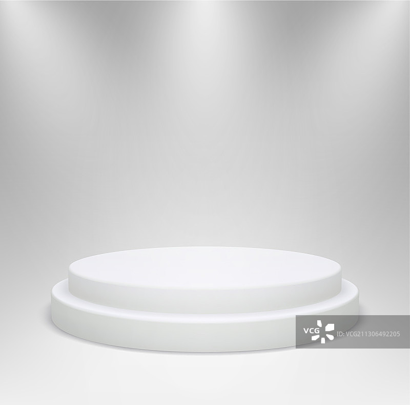 现实的白色圆形讲台在工作室照明图片素材