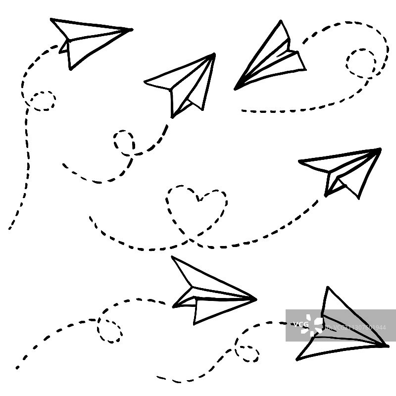 手绘纸飞机涂鸦纸飞机图片素材