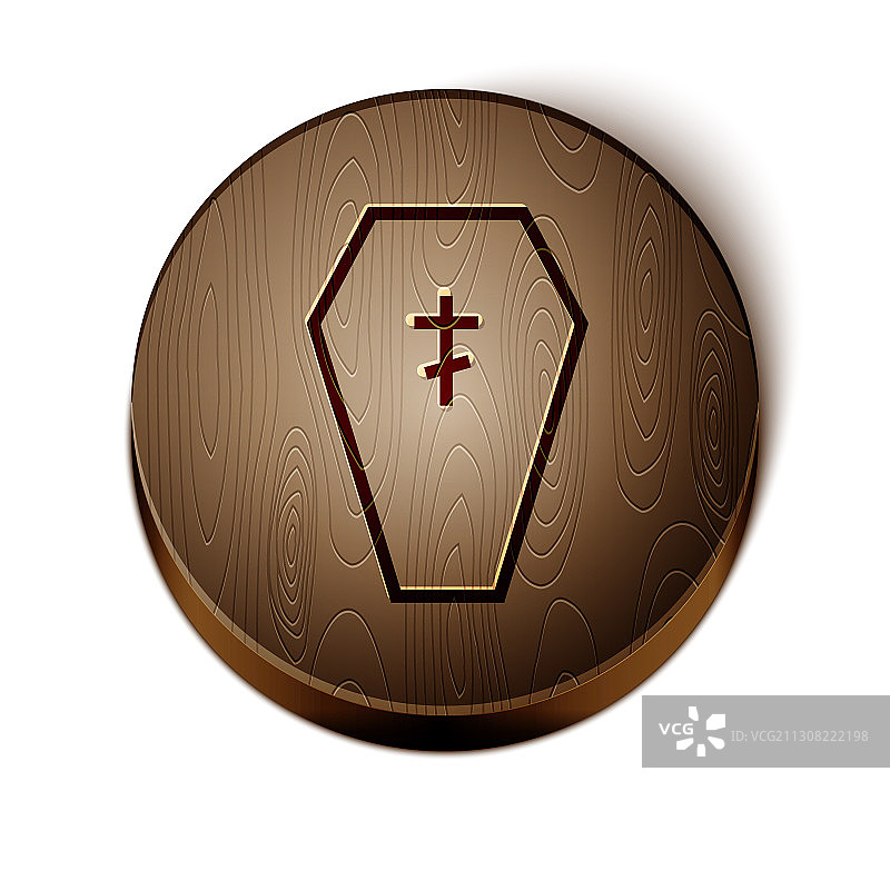 棕色线棺材与基督教十字架图标图片素材