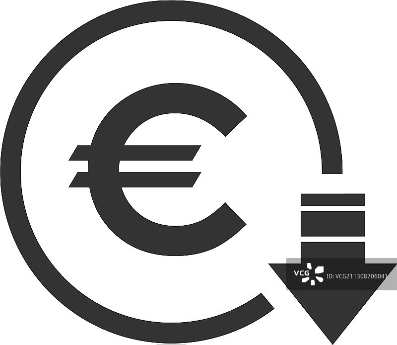成本降低-减少欧元图标符号形象图片素材