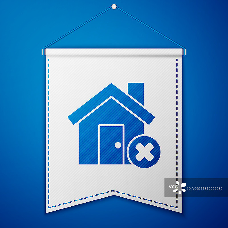 蓝色房子与错误的标志图标隔离在蓝色图片素材