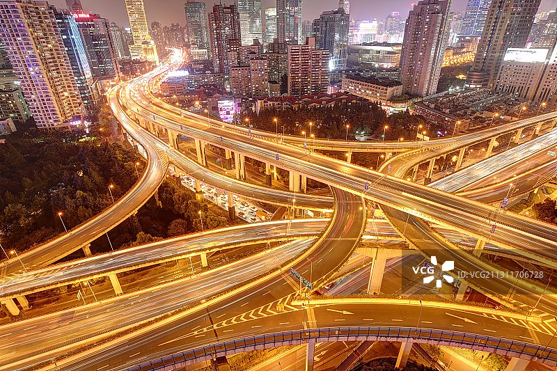 上海的立交桥，上海的夜晚图片素材