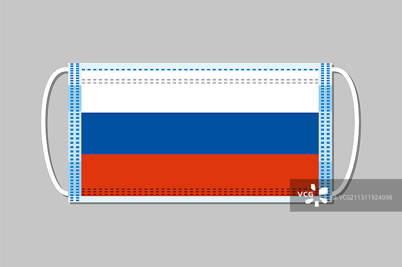 医用口罩上有俄罗斯国旗的平面设计图片素材