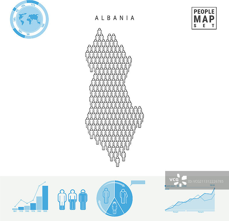 阿尔巴尼亚人图标地图风格化剪影图片素材