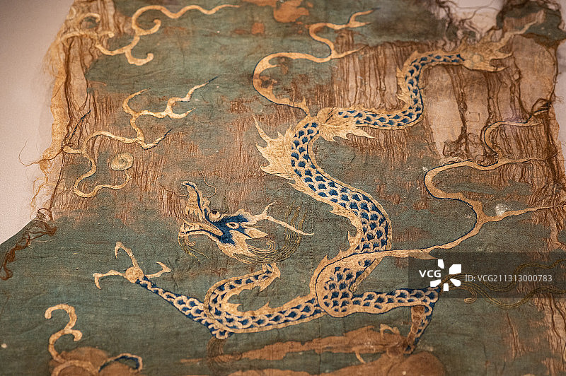 唐代文物龙纹织绣图片素材