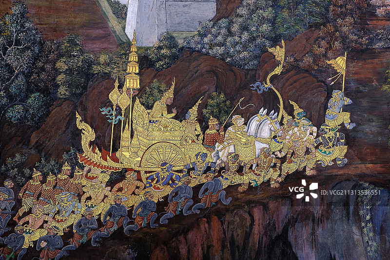泰国曼谷大皇宫壁画局部图片素材
