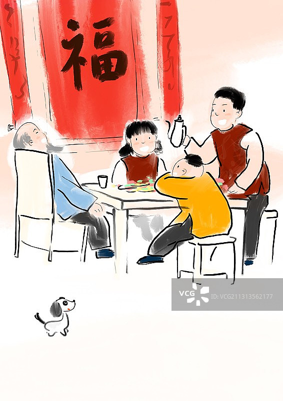 牛年春节年俗传统节日风俗插画图片素材