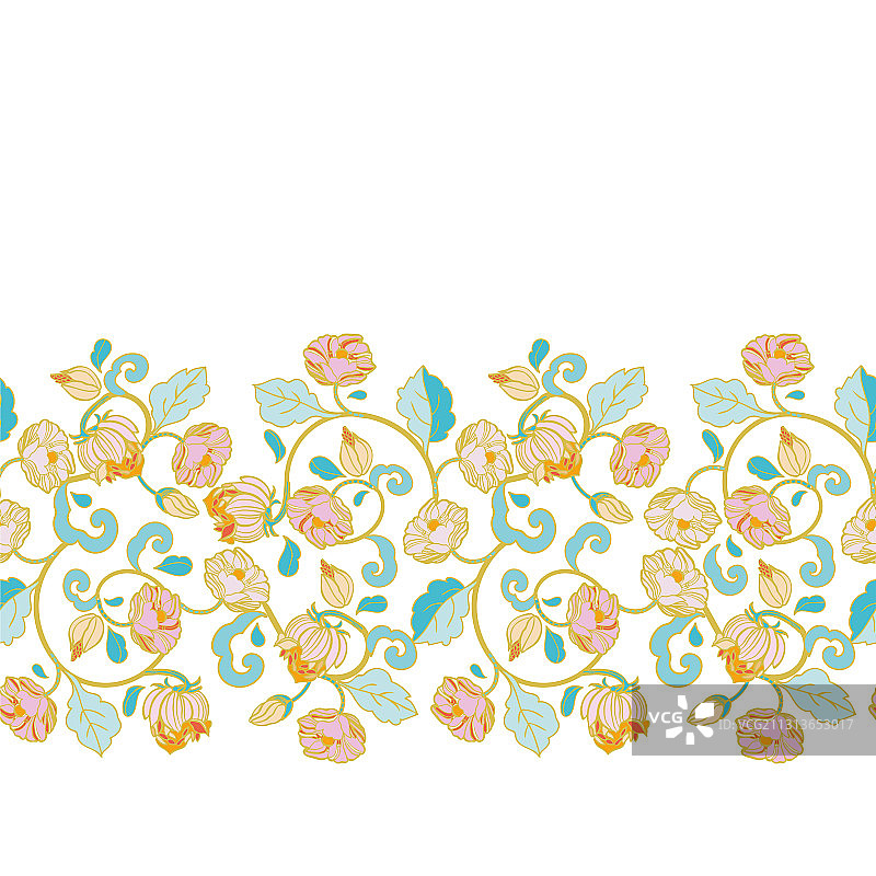 皇家intarsia风格粉彩花边界图片素材