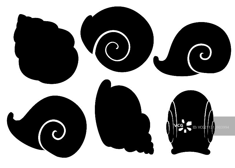 黑色剪影彩色set蜗牛壳图片素材