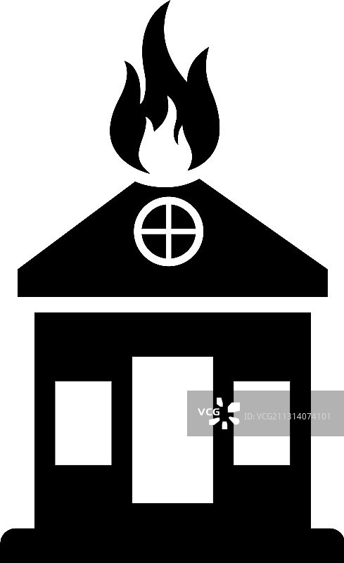 燃烧的房子图标黑色图片素材