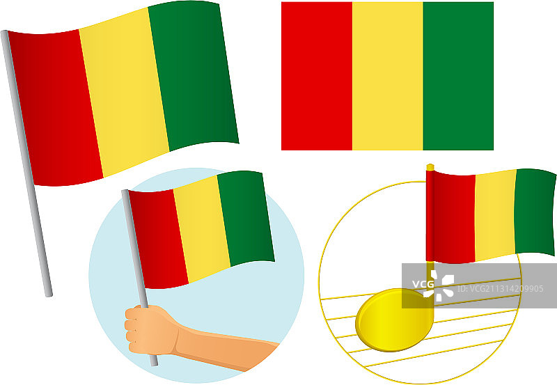 几内亚国旗图标集图片素材