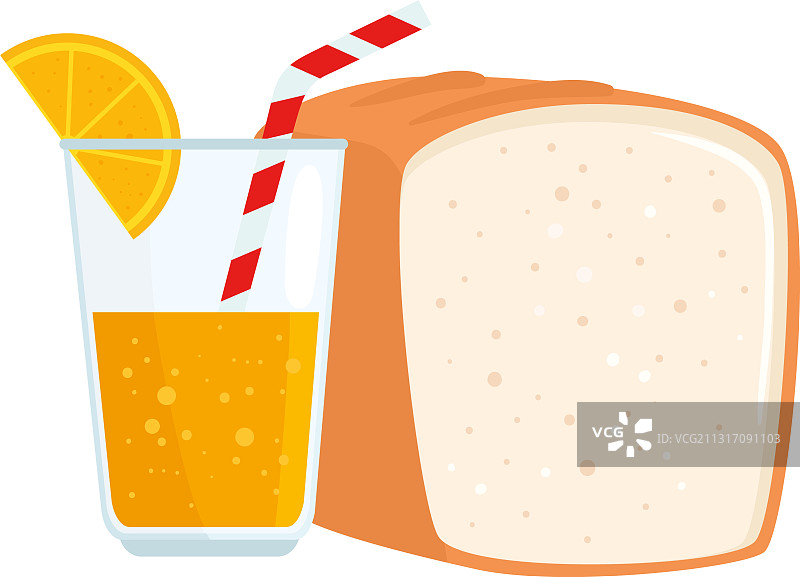 面包面包店的橙汁在白色图片素材