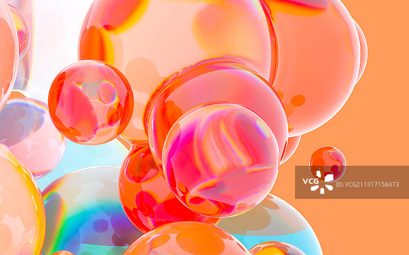 彩色透明玻璃球体 3D渲染图片素材