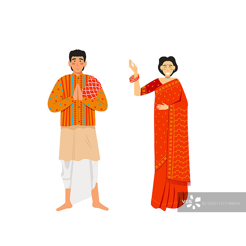 穿着传统服装的印度男人和女人图片素材