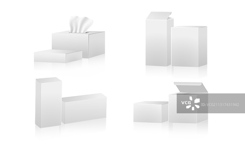 集盒或纸盒包装隔离上图片素材