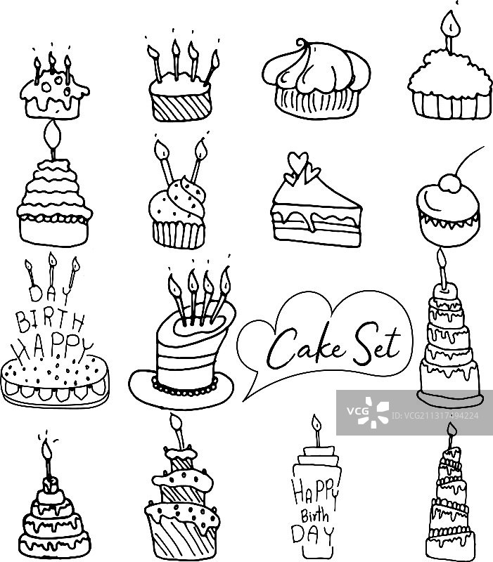 手绘蛋糕和烘焙涂鸦集图片素材