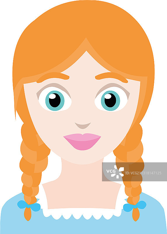 一个红发女孩的表情图片素材