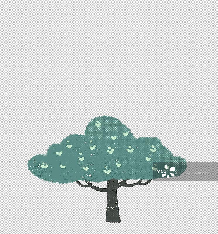春天植树科普树种植物元素装饰卡通平面绿色榕树合欢树图片素材