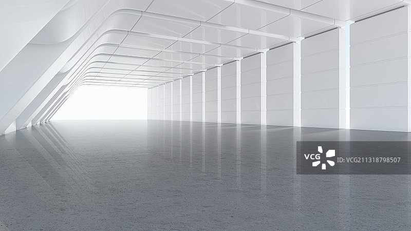 三维渲染的现代风格的科幻隧道走廊图片素材