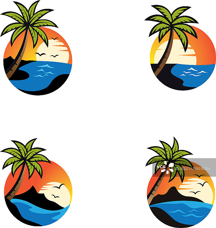 日落海滩标志图标图片素材