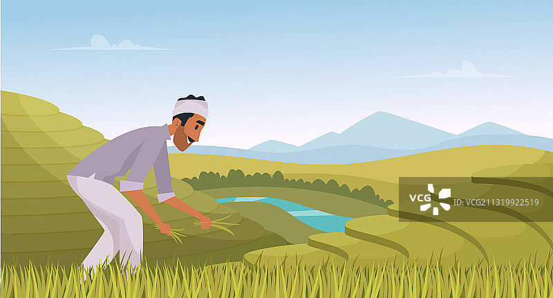 印度农业景观农民在工作图片素材