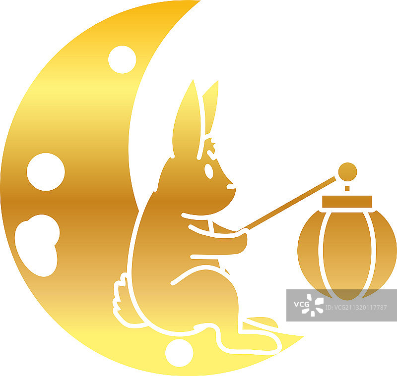 中秋概念兔坐在月亮上图片素材
