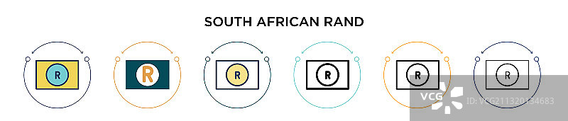 南非兰特图标在填充细线图片素材