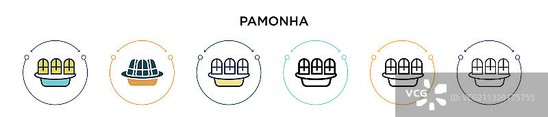 帕蒙尼亚图标在填充细线轮廓和图片素材
