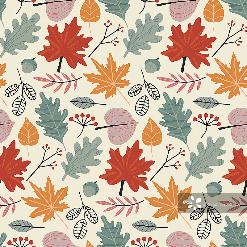 五彩缤纷的秋季自然无缝图案图片素材