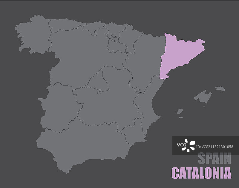 西班牙加泰罗尼亚地图图片素材