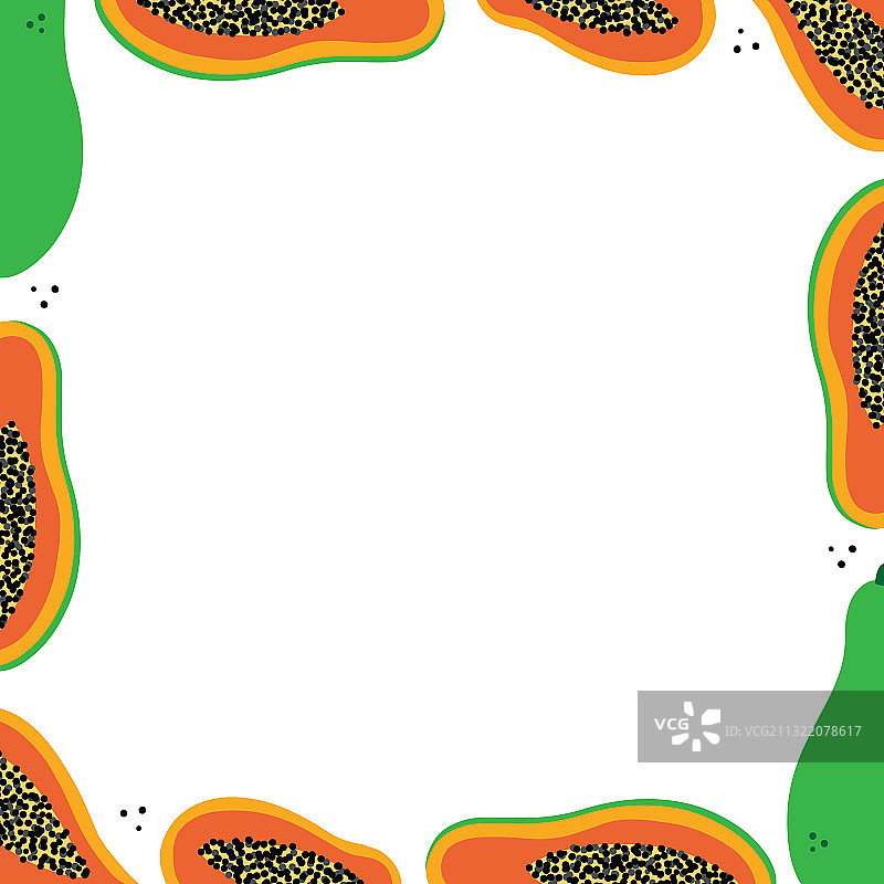 框架与热带木瓜水果图片素材