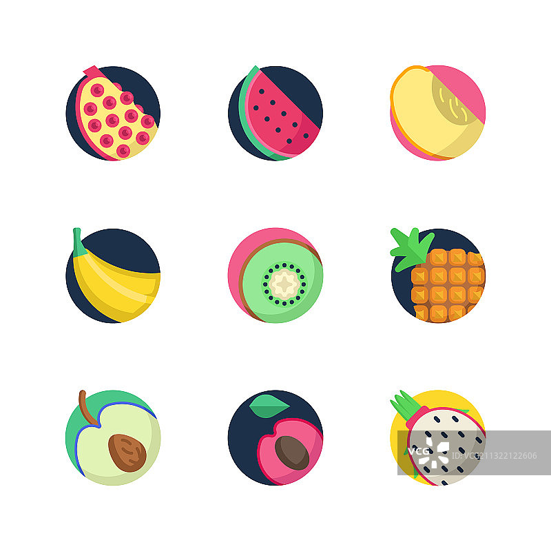 水果和蔬菜平式食品隔离上图片素材