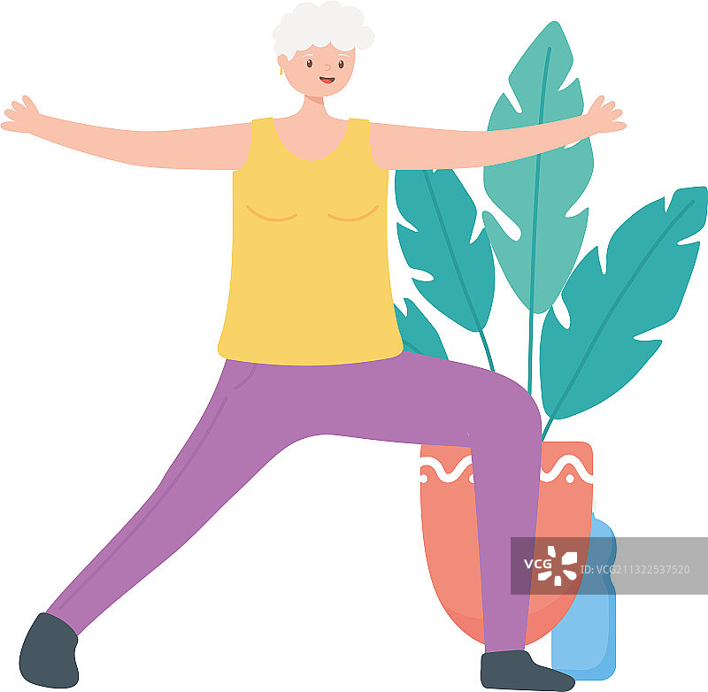 活动中老年人奶奶在练瑜伽图片素材