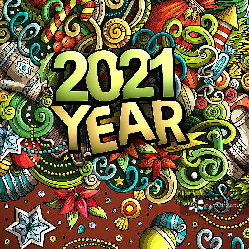 2021年手绘涂鸦新年物品和图片素材